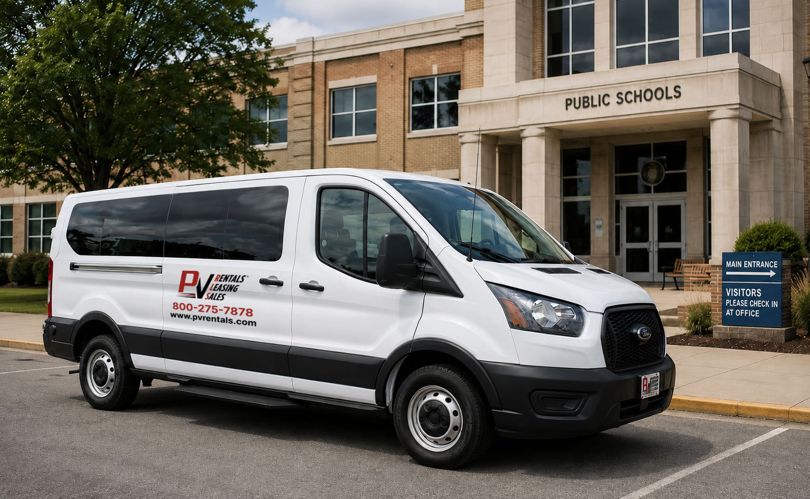 Van-in-front-of-school-building